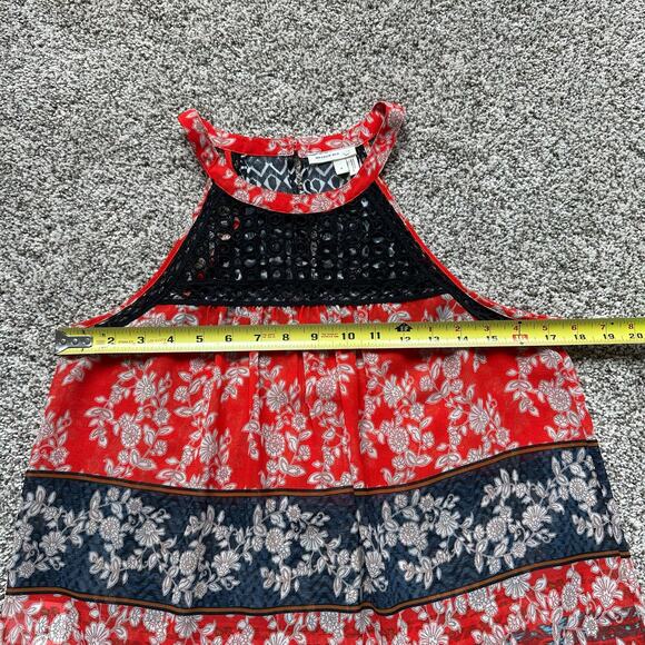 Meadow Rue Anthropologie black, orange and cream floral sleeveless top size S - Picture 11 of 12